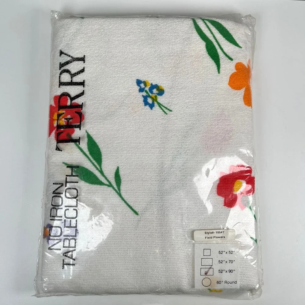 Vintage Parisian Prints Field Flowers 52x90 Tablecloth NOS Floral USA‎ NWT